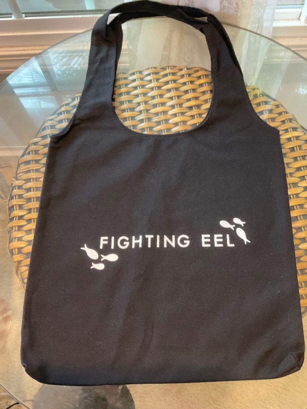 Fighting Eel Black Canvas Tote Bag NWOT
